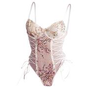 Cocila Body Sexy Femme Lingerie Florale Jarretelles Bouteille Blanche Imprimé Désir Vent À Lacets sous-Vêtements Érotiques Dessous Chic Et Elegant Coquine Hot Pute Combinaison Érotique Très