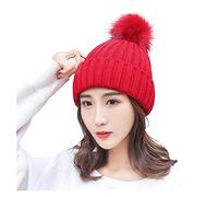 Cocila Bonnet d'hiver À Pompons pour Femme Polaire Hiver Tricoté Doublé Femmes Câble Chaud Épais Chapeaux Homme Pompon Fourrure Noir Chapeau Marron Violet Court Bonnets+Homme Calot Chirurgien