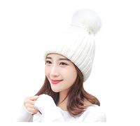 Cocila Bonnet d'hiver À Pompons pour Femme Polaire Hiver Tricoté Doublé Femmes Câble Chaud Épais Chapeaux Homme Pompon Fourrure Noir Chapeau Marron Violet Court Bonnets+Homme Calot Chirurgien