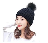 Cocila Bonnet d'hiver À Pompons pour Femme Polaire Hiver Tricoté Doublé Femmes Câble Chaud Épais Chapeaux Homme Pompon Fourrure Noir Chapeau Marron Violet Court Bonnets+Homme Calot Chirurgien