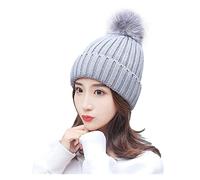 Cocila Bonnet d'hiver À Pompons pour Femme Polaire Hiver Tricoté Doublé Femmes Câble Chaud Épais Chapeaux Homme Pompon Fourrure Noir Chapeau Marron Violet Court Bonnets+Homme Calot Chirurgien