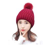 Cocila Bonnet d'hiver À Pompons pour Femme Polaire Hiver Tricoté Doublé Femmes Câble Chaud Épais Chapeaux Homme Pompon Fourrure Noir Chapeau Marron Violet Court Bonnets+Homme Calot Chirurgien