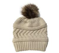 Cocila Bonnet Hiver pour Femme Cap Stitching Outdoor Crochet Knit Hats Casquette Noir Rouge Homme Blanc Beige Gris Cachemire Chapeau Rose Doublé Polaire avec Pompon Running Chaud