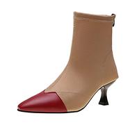 Cocila Bottines Femme Confortables Élastiques À Coutures la Retro Small Toe | Back Zipper Chaussures Automne Boot Cuir Fourrées Grand Froid Bottine Chelsea Bottillons Bottes Moto Confort D'hiver Botte