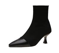 Cocila Bottines Femme Confortables Élastiques À Coutures la Retro Small Toe | Back Zipper Chaussures Automne Boot Cuir Fourrées Grand Froid Bottine Chelsea Bottillons Bottes Moto Confort D'hiver Botte