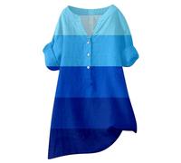 Cocila Bouton Ample Petit Haut Support Couleur Unie Manches Moyennes Col DéContracté Chemise Femme Hauts Sexy pour Femmes Club De Clivage Taille Plus Tee Shirts Noel Manche Longue Chemisier
