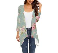 Cocila Cardigan DéContracté à Manches 3/4 Et Imprimé Grande Taille pour Femmes Pull Large Gilet Blanc Mariage Gilet Femmes Beige Oversize Veste D Ete Automne Blazer XS BoléRo Bombers