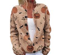 Cocila Cardigan LéGer Imprimé pour Femmes à La Halloween Cardigans Grande Taille (Pink XXXL) Veste Noire Veste Jean Longue Saharienne Blouson Cuir Aviateur Ski Blazer Jaune Doudoune