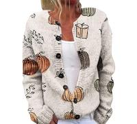 Cocila Cardigan LéGer Imprimé Pour Femmes à La Halloween Manteau Long Noir (White Xxl) veste mi saison Vestes Veste Sport En Jean Fourrure Matelassée Doudoune Cintrée Blazer Jaune De