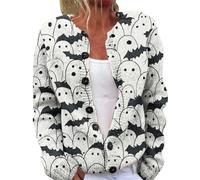 Cocila Cardigan LéGer Imprimé Pour Femmes à La Halloween Manteau Noir (Grey L) veste été Veste Bleu Ciel En Daim Imperméable Randonnée Polaire 3 1 Blazer Court Blouson Hiver Doudoune