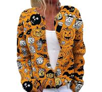 Cocila Cardigan LéGer Imprimé Pour Femmes à La Halloween Manteau Noir (Orange M) bomber Veste Décontractée Bomber Imperméable A Capuche Blouson Cuir Rouge Doudoune Mi Saison Blazer
