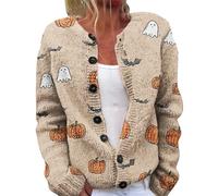 Cocila Cardigan LéGer Imprimé Pour Femmes à La Halloween Manteau Noir (Yellow M) bomber Veste Jean Blanche Bi Matiere De Running Longue Doudoune Mi Saison Blazer Polaire Chaude
