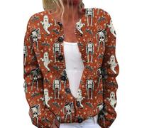 Cocila Cardigan LéGer Imprimé pour Femmes à La Halloween Pull Chaud (Yellow XXXXL) Veste Cuir Veste Camel Femmes en Jean Blanche Womens Jacket Capuche Hommes Porte Blazer sans Manche Doudoune