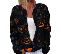 Cocila Cardigan LéGer Imprimé Pour Femmes à La Halloween Vestes Mignonnes Floues (Black Xxl) bomber Veste Baseball Ete Equitation Daim Doudoune Chaude Blazer Bleu Marine Manteau