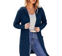 Cocila Cardigan Ouvert sur Le Devant pour Femme Pull en TorsadéE Couleur Unie éPais Et Long Manteaux Et Vestes Dames (Dark Blue XL) Bomber Femmes Blouson Only Femmes Veste Ski Grande Taille