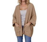 Cocila Cardigan Oversize en Ouvert sur Le Devant à Manches 3/4 pour Femmes avec Poches Manteau Hommes Grande Taille (Brown M) Blouson Printemps Blazer Cuir Veste Only Jean Courte