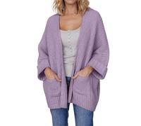 Cocila Cardigan Oversize En Ouvert Sur Le Devant à Manches 3/4 Pour Femmes Avec Poches Manteau Hommes Grande Taille (Purple Xl) blouson cuir Demi Saison Veste Capuche Impermeable