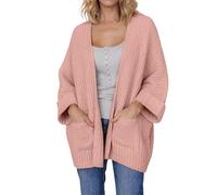 Cocila Cardigan Oversize En Ouvert Sur Le Devant à Manches 3/4 Pour Femmes Avec Poches Manteau Hommes Grande Taille (Pink L) veste blanche Veste Aviateur Demi Saison Running
