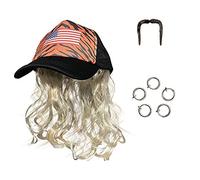 Cocila Casquette De Baseball Unisexe Perruque avec Enfants Adultes S Adapte Clip Et Chapeau Blonde Cosplay Moustache Casquettes Exotiques Homme Ete Snapback Randonnée Femme Sport Cap Anti