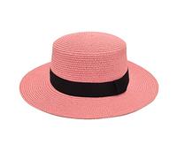 Cocila Casquettes De Baseball Hommes Et Femmes Boucle CarréE DôMe Panama Lafite Chapeau à Dessus Plat éTé Parasol Soleil Plage Bord (Pink, One Size) Trilby Hommes Bonnet Bleu Marine Femme