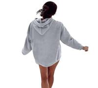 Cocila Casual Sweatshirt À Capuche Femme Long Sleeve Fleece Oversized Pullover Tops Drop Shoulder Pocket Blouses Pull Sweatshirts Veste Running Respirante Gilet Printemps Pulls Sweet Court Sweat