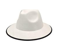 Cocila Chapeau Haut De en Laine Chapeau Bordure Bicolore Jazz à Bords Plats pour Femmes Chapeaux EuropéEns Et Populaires Deux Couleurs Chapeaux Fedora Trilby Homme (White, One Size) Casquette
