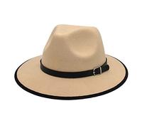 Cocila Chapeau Haut De en Laine Jazz RéTro Noir Bordure -Soleil à Bord Plat Bonnet Satin Cheveux Nuit Enfant (Beige One Size) Bonnet Bloutouth Homme Paille Homme pour Cagoule Hiver Polaire Femme