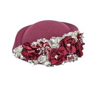 Cocila Chapeaux d'église pour Femmes Chapeaux piluliers à Fleurs fascinateurs Casquettes de thé Béret De Chasseur Alpin (Wine One Size) Casquette Golf personnalisee Casquette Camouflage Homme