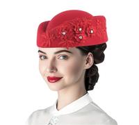Cocila Chapeaux d'église pour Femmes Chapeaux piluliers à Fleurs fascinateurs Casquettes de thé Casquette Tracteur Agricole (Red M) Casquette Bleu Femme De Baseball Camouflage Chapeau Jazz Homme