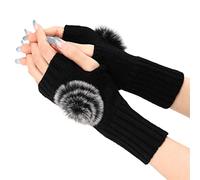 Cocila Chaud Coupe-Vent Élastique Textos Noirs Femmes Doublés Chauds Thermiques Extérieurs Pour Mitaine Femme Gants Hiver Mitaines Longues Laine Noire Homme Gant Paire De Chaude Sans Doigt Noir