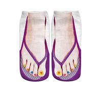 Cocila Chaussette De Noel 3D Manucure Imprimer Chaussettes Flip Flop Drôle Caché Course Femmes Personnalisé Coupe Basse Cheville Enfile Contention Pour Purple One Size Lot Femme Socks Soquette