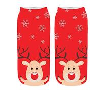 Cocila Chaussette De Noel Chaussettes Mignonnes Cheville Étonnante Noël Folle Nouveauté Imprimer Dessin Animé 3D Pour Femmes Rouge Fille 8 Ans C One Size Lot Femme Diabétiques Soka Socquettes 35