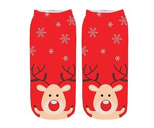 Cocila Chaussette De Noel Chaussettes Mignonnes Cheville Étonnante Noël Folle Nouveauté Imprimer Dessin Animé 3D Pour Femmes Rouge Fille 8 Ans C One Size Lot Femme Diabétiques Soka Socquettes 35