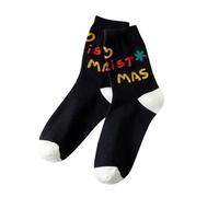 Cocila Chaussette Homme Femme Chaud De Noël Coupe-Vent Impression Tube Chaussettes Long Coton Confortable Black One Size Socquettes Femmes Soka Socks 35-38 Tites Avec Languettes Socquette 39 42