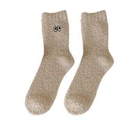 Cocila Chaussette Homme Femme Chaussettes Pelucheuses Pour Femmes Douces Et Moelleuses Pantoufles D'Hiver Confortables Mignonnes Chaudes En Peluche Dormir À La Maison Khaki One Size Sans Couture