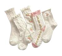 Cocila Chaussette Personnalisé Lot De 5 Paires Chaussettes Mignonnes Pour Femmes En Dentelle À Volants Décontractées Respirantes -Tubes Fleurs Ski Homme Pk1 One Size Femmes Dépareillées