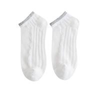 Cocila Chaussette Personnalisé Tulle Perle D'Été Chaussettes Femmes Transparent Dentelle Élastique Mince Soie Bas Court Nylon Marron White One Size Tites Femme Avec Languettes Sans Elastique