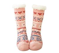 Cocila Chaussettes Antidérapantes Femme Femmes De Noël En Coton Imprimez Des Plus Épaisses Tapis Fille Rayé Love Pink One Size Socquettes 39 42 Soquette 35-38 Pour Diabétiques Socks Chaussette