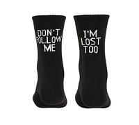 Cocila Chaussettes Chaudes Femme Homme Cotton Am Too Printing Me Lose I Don'T Medium Long Follow Fun Socks Main Collante Jouet Black One Size Tites Avec Languettes Tres Chaude Femmes 35-38