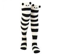 Cocila Chaussettes De Épaisses En Molleton Corail Pour Femmes, À Rayures Dessin Animé, 2 Pièces Femme Coton Extra Longues Hautes Femmes Slouch Antidérapant Winter Socks Grandes Chaussette Noel
