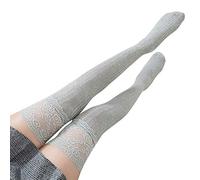 Cocila Chaussettes Homme Femme Femmes Dentelle Coupe Cuisse Haut Au-Dessus Du Genou Longues Coton Bas Chauds Contention Classe 2 Grossesse Grey One Size Hiver 35-38 Rigolote Chaussette 38 Noires