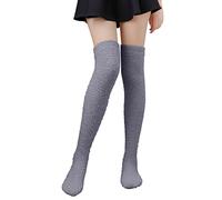 Cocila Chaussettes Thermiques Pour Femmes En Polaire Corail À Rayures Athlétiques Légères Colorées Décontractées De Genoux Longues Bas Hauts Cuisse Chaussette Coton Femme Transparentes Hautes