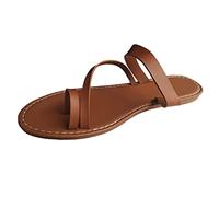 Cocila Chaussure Ete Femmes Couleur Unie Bretelles TêTe Ronde Ensemble Orteil Fond Souple à L'extéRieur DéContracté Grande Taille Plat Pantoufles Sandales Chaussure Flip Flop Femmes Tongue Talon