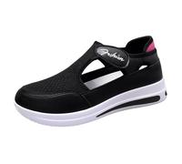 Cocila Chaussures De Course Pour Femmes Légères Casual Shoes Spring Summer And Autumn New Mesh Breathable Flying Woven Single Light Comfortable Not Tired Soft Heel Femme Baskets Basket Confort Le noir