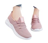 Cocila Chaussures De Course pour Femmes Légères Marche Décontractées en Cuir À La Main Cheville Non Confortables Orthopédiques Compensées Femme Été Chaussure Running Ete Basket Plateforme Rose 41