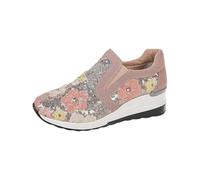 Cocila Chaussures De Course pour Femmes Légères Tendance Baskets Brodées en Et Dentelle Compensées À Plateforme Marche Décontractées Basket Femme Pied Large Sensible Pieds Larges Ete Running Rose 36