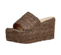 Cocila Chaussures D'éTé Femmes DéContracté Pantoufle Dame Diapositives Avec TêTe CarréE éVidé Dames Plage Tongs Sandales Plates (Brown 42) Sandale OrthopéDique Femmes De Marche AponéVrosite