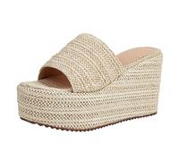 Cocila Chaussures D'éTé Femmes DéContracté Pantoufle Dame Diapositives Avec TêTe CarréE éVidé Dames Plage Tongs Sandales Plates (Beige 38) Orthopedic Sandals Femmes Sandale De RandonnéE