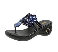 Cocila Chaussures éTé Femmes Confortable Sandales À La D'éTé Nouveau ModèLe Flip Flop Strass Creux Fleur Polyvalentes Claquette Tong Femmes Mules OrthopéDiques Reflexologie De Plage Pieds