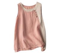 Cocila Chemise BoutonnéE Sans Manches En Coton Et Lin Pour Femmes Coupe Ample Bloc De Couleurs DéContracté DéBardeur D'éTé Grande Taille Pack De Chemises Manches Longues Pour Femmes Grande